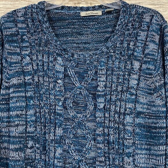 Jason Maxwell Womens Blue Cable Knit Sweater With Pockets Size 2X - Picture 3 of 5